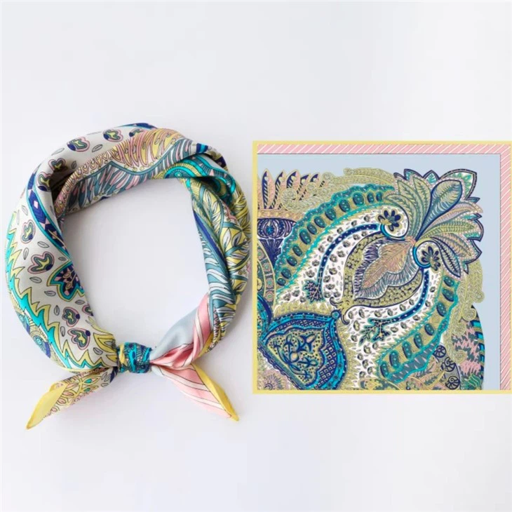 90X90cm Silk Satin Neck Printed Scarf
